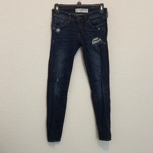 Abercrombie & Fitch Dark Blue Distressed Skinny Jeans